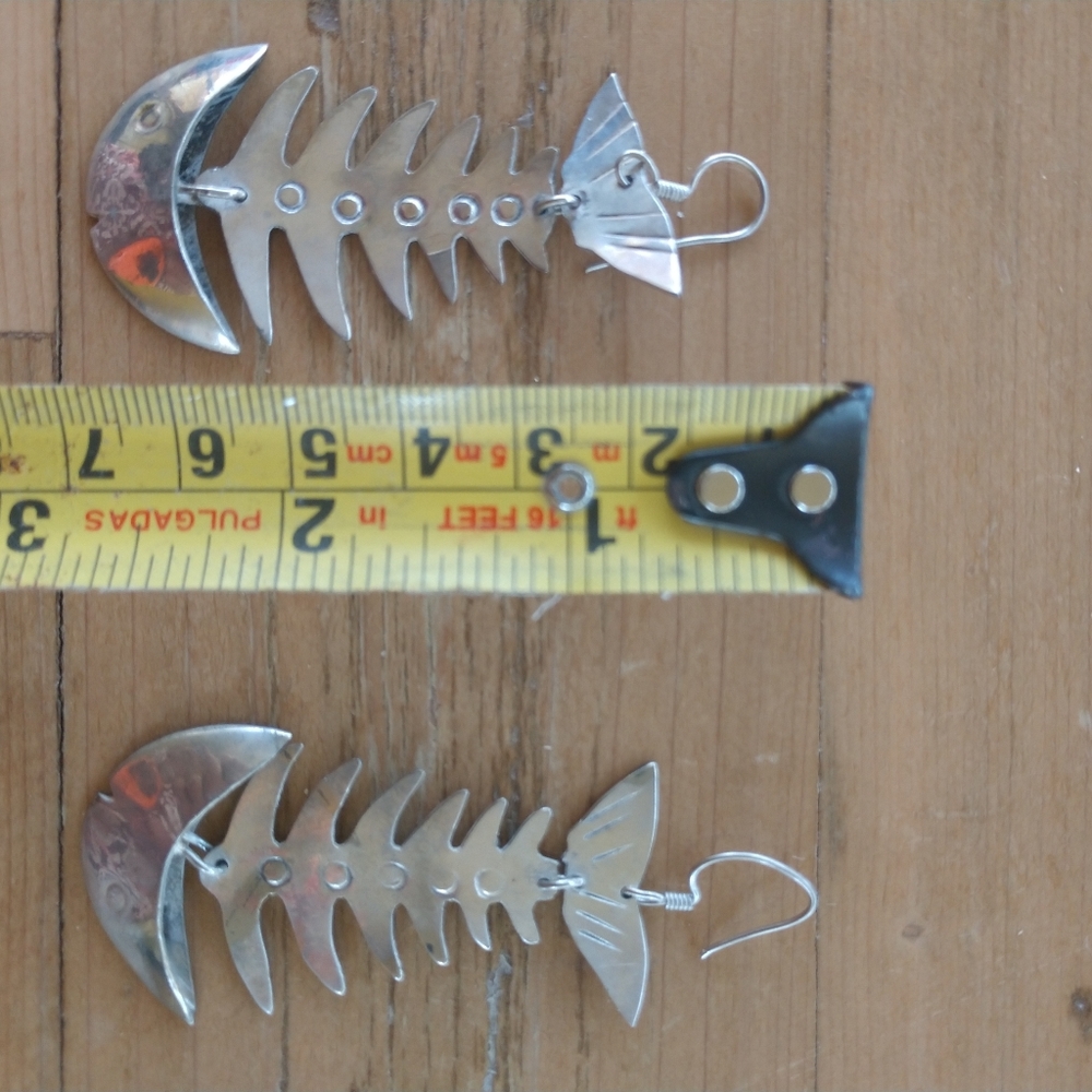 Silver fish earrings